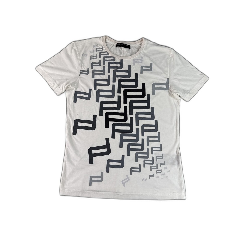 Porsche Design Graphic Tee M White Cotton Modal Crewneck Short Sleeve Regular